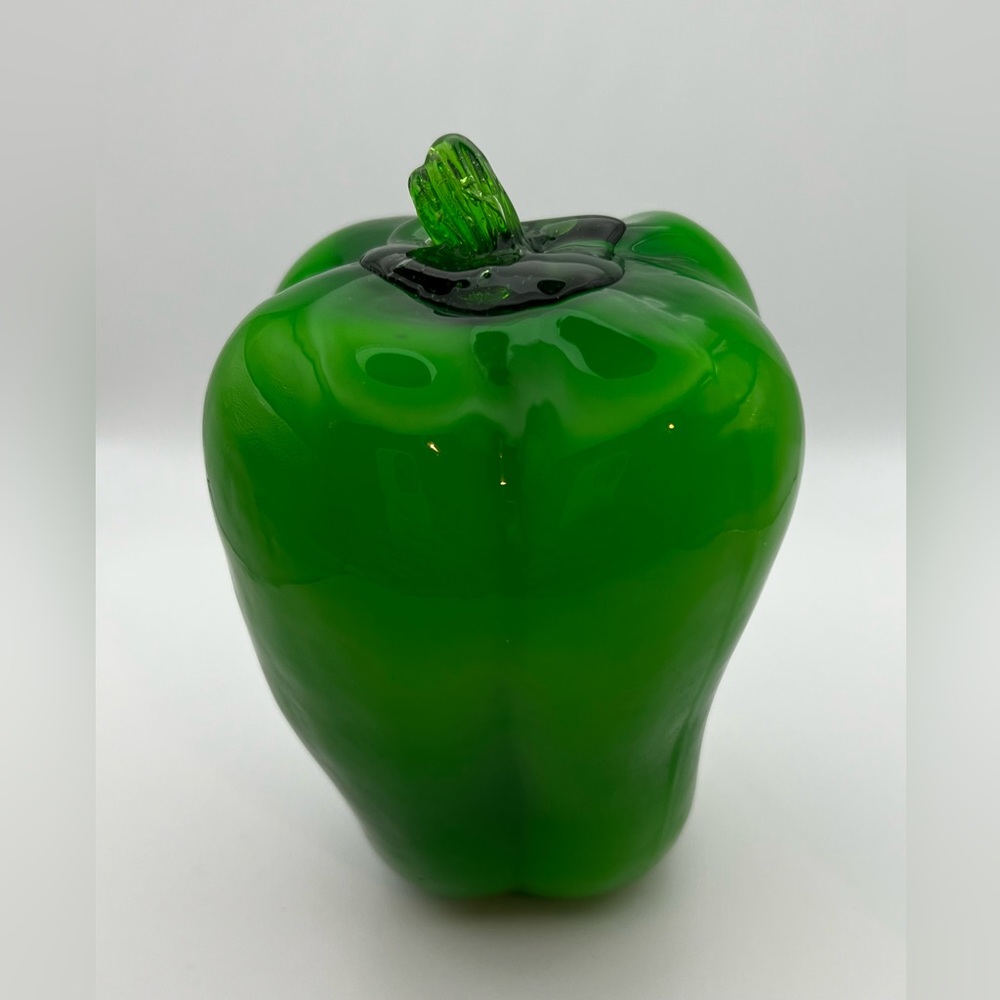Vintage Hand blown glass green pepper murano style glass